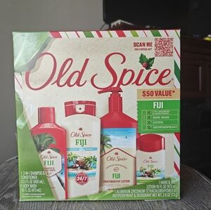 NWT Old Spice Gift Set Fiji Body Wash Antiperspirant Deodorant Shampoo 4 Piece